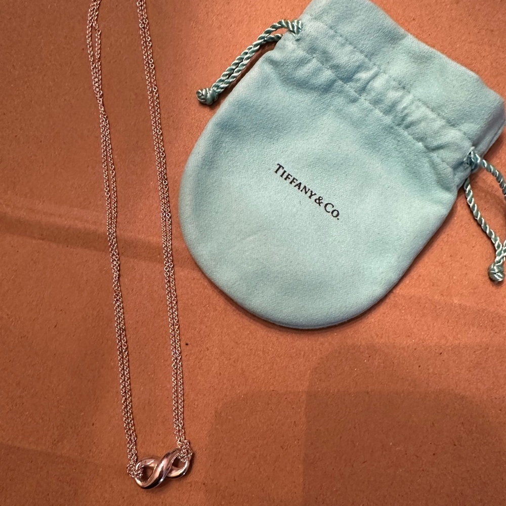 Tiffany & Co. Sterling Silver Infinity Necklace Double Cable Chain